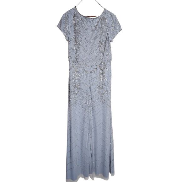 Adrianna Papell Light Blue Beaded Maxi Dress - Picture 2 of 16